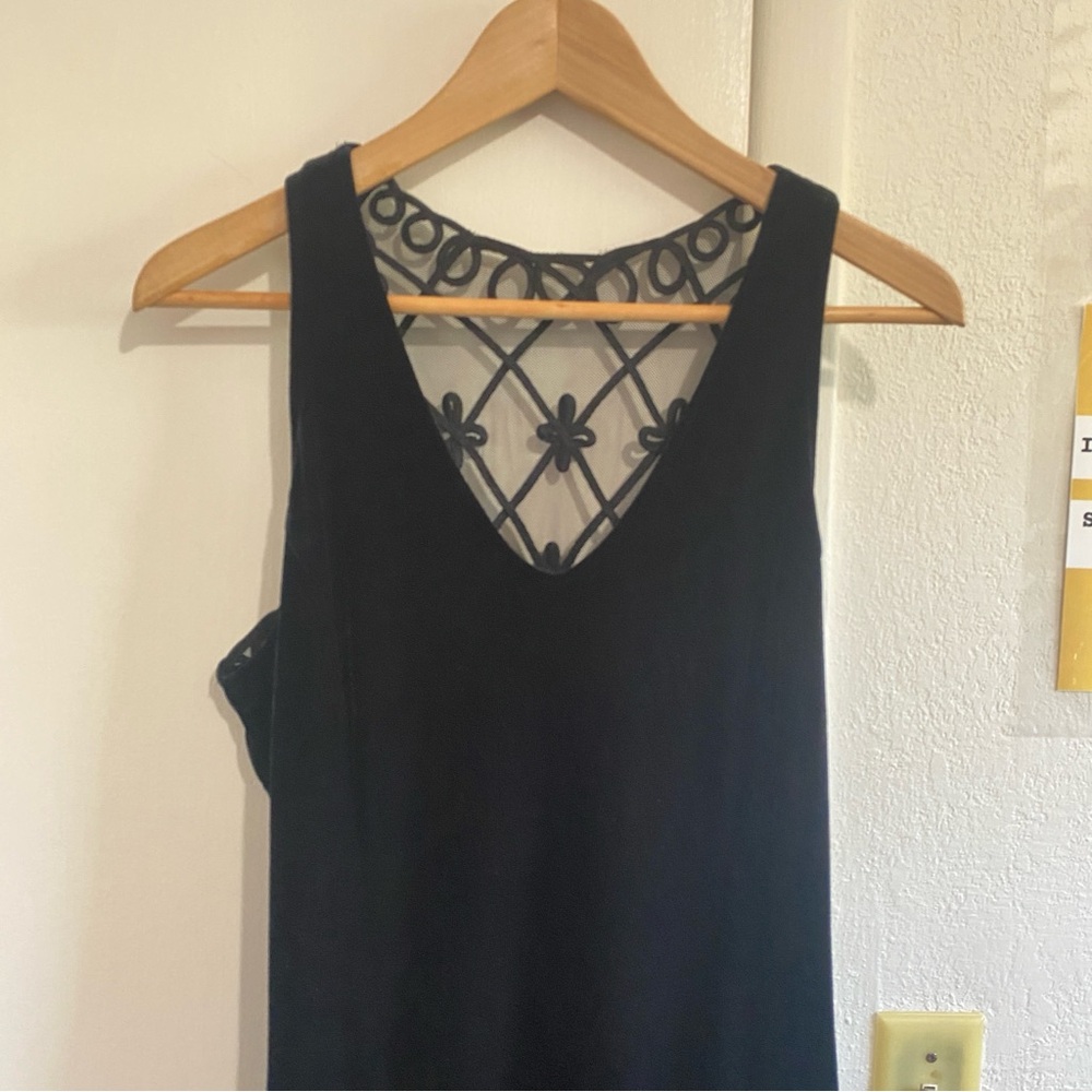 Jessica McClintock Gunne Sax Black Evening Gown Dress Sheer Lace Overlay 13/14 - Picture 2 of 10